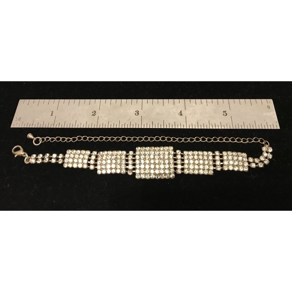Vintage Rhinestone Bracelet Estate Piece Geometric Design